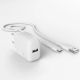 4. Puro PROLITE 10W USB-A Wandladegerät + USB-A - USB-C Kabel 1,2m - weiß