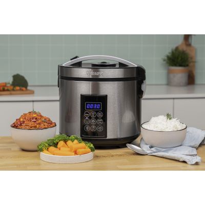 14. Tristar RK-6138 Digitaler Reiskocher und Dampfgarer, 900 W, 2,2 l, 7 Programme, Grau