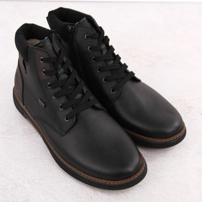 29. Gefütterte wasserdichte Herren-Lederstiefeletten in Schwarz Rieker B3343-00