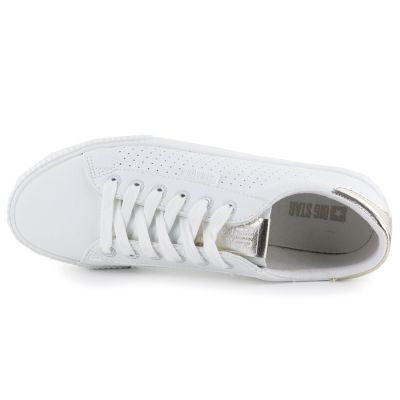 4. Damen-Sneaker, niedrig geschnitten, durchbrochenes Design, Kunstleder, weiß, Big Star TT274020