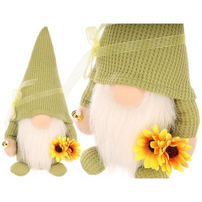 Gartenzwerg, 20 cm, grün, mit Sonnenblumen-Frühlingsdekoration