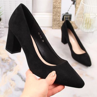 14. Sergio Leone W SK403A schwarze Wildlederpumps mit Blockabsatz