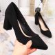 14. Sergio Leone W SK403A schwarze Wildlederpumps mit Blockabsatz