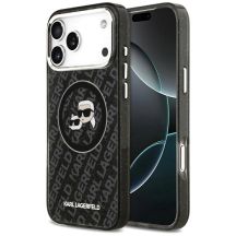 Karl Lagerfeld IML Glitter Karl&Choupette Heads Logo MagSafe Case für iPhone 17 Pro Max - Schwarz