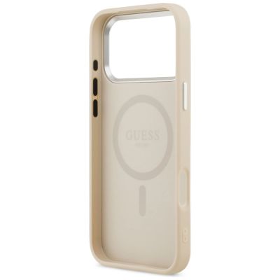 7. Guess MagSafe-Hülle mit Dreieckslogo für iPhone 17 Pro – Beige