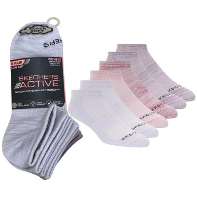 2. Skechers 6er-Pack Damensocken ohne Frottee, niedrig geschnitten, S108498-PNK, Rosa, 36–40