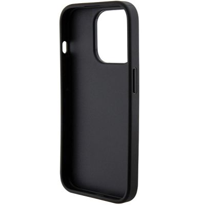 6. Guess Grip Stand 4G Saffiano Strass Hülle für iPhone 15 Pro Max - Schwarz