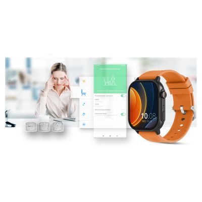 19. Gravity GT15-2 Smartwatch, oranges Silikonarmband + schwarzes Armband