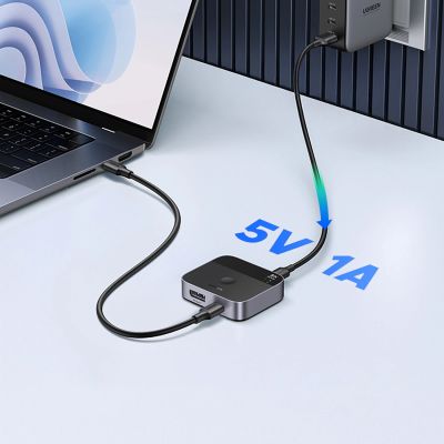 7. Ugreen DisplayPort/USB-C zu USB-C Switch – Grau