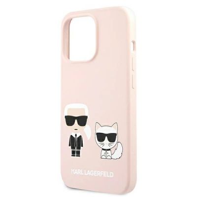 6. Karl Lagerfeld Silikon Ikonik Karl&Choupette MagSafe Case für iPhone 13 Pro Max - Hellrosa