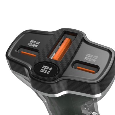 6. Dudao R78 78W USB-C PD / 2xUSB-A QC Autoladegerät - Schwarz