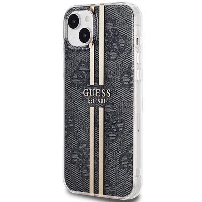 2. Guess IML 4G Gold Stripe Hülle für iPhone 15 Plus / 14 Plus – Schwarz