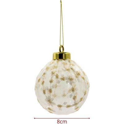 3. SICHERER KUNSTSTOFFKUGEL 8 CM SPITZENVERZIERUNG GLITZERSTERN