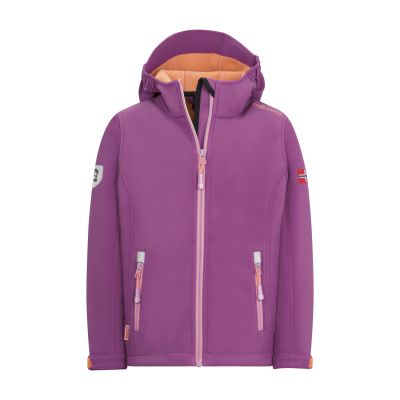 Kinder-Softshelljacke Trollkids Girls Trollfjord Jacket mit Kapuze für Mädchen, rosa (175-242)