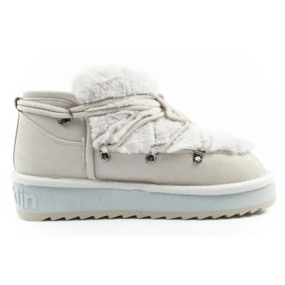 4. D.Franklin Damen Winter Schneestiefel, modisches Fellfutter, grau