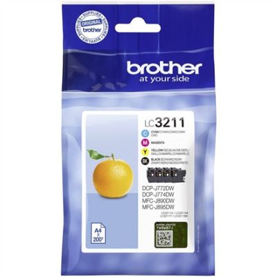 3. Brother LC3211VALDR Tintenpatronen, 4 Stück, Original Schwarz, Cyan, Magenta, Gelb