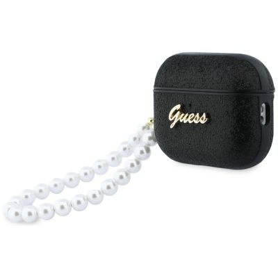 3. Guess Glitzer-Perlen-Schutzhülle für AirPods Pro 3 – Schwarz