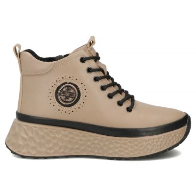 2. Lederstiefeletten mit Plateau, gefüttert, beige, Filippo DBT7998