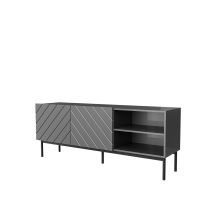 ABETO TV-Schrank auf schwarzem Stahlrahmen 150x42x60 Graphit/Glanzgraphit