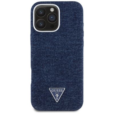 3. Guess Denim Triangle Logo MagSafe iPhone 16 Pro Hülle - Blau
