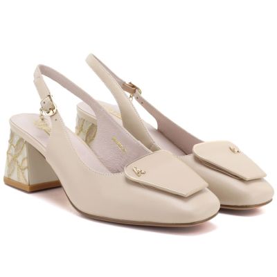 3. Beige Lederpumps mit freiem Absatz Artiker 58C0672