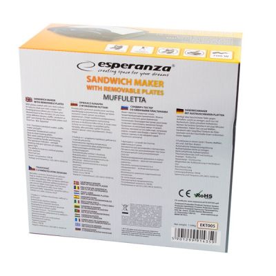 12. Esperanza Muffuletta EKT005 Sandwichmaker (700 W; schwarz, Edelstahl)