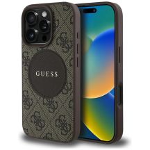 Guess 4G Circle Classic Logo MagSafe Hülle für iPhone 16 Pro Max - Braun