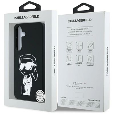 8. Karl Lagerfeld Silikon-Graffiti-Ikonik-Logo-bedruckte MagSafe Samsung Galaxy S25 Hülle Schwarz