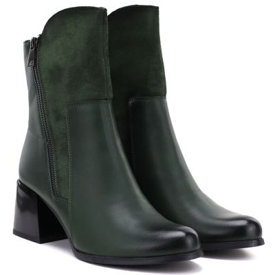 4. Grüne Damen-Ankle-Boots mit Blockabsatz, Modell M.Daszyński SA269-1