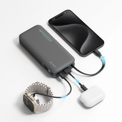 3. Cuktech CUKP200NGLDG 55W 20000mAh Powerbank mit integriertem USB-C-Kabel - Grau