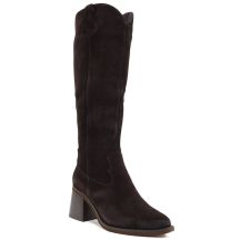 Damen-Cowboystiefel aus Leder mit Absatz, Wildleder, braun, Vinceza 133103
