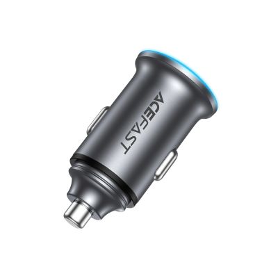 4. Acefast B15 65W USB-A + USB-C Kfz-Ladegerät – Grau