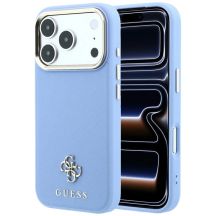 Guess Saffiano Small 4G & Classic Logo MagSafe Hülle für iPhone 18 Pro Max / 17 Pro Max - Hellblau