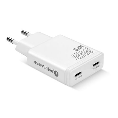 2. EVERACTIVE GAN SUPER SLIM 2X USB-C PD 45W WEISSES LADEGERÄT SC-465Q