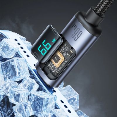 2. Joyroom Prism Series A16 USB-C/USB-A 66 W 1,2 m Kabel mit LED-Anzeige – Schwarz