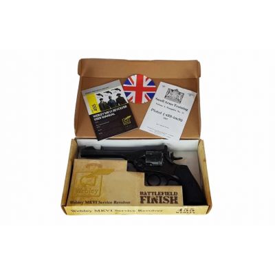 9. WEBLEY MKVI .455 Polizeirevolver, Kal. 4,5 mm, Diabolo, 6-Schuss-Patronen, 4"-Lauf, CO2 Black Ekp do17J