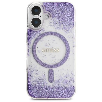 3. Guess HC Resin Bottom Glitter MagSafe iPhone 16 Hülle - Lila