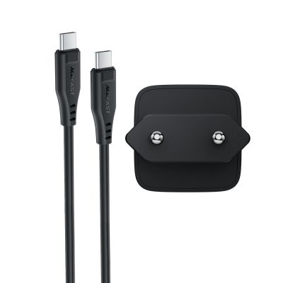 8. Acefast A118 30W GaN USB-C Wandladegerät mit USB-C-Kabel (1,2 m) – Schwarz