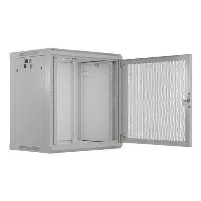 8. Lanberg 19" 12U 600X450 grauer Wand-RACK-Installationsschrank mit perforierten Türen (flach verpackt)