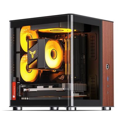 6. Jonsbo TK-0 PC-Gehäuse, Mini-Tower, Mini-ITX, gehärtetes Glas, Holz – schwarz