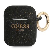 Guess GUA2SGGEK AirPods Cover schwarz/schwarzer Silikon-Glitter