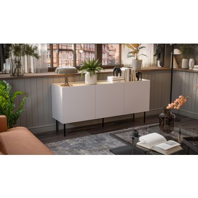 3. FELLINI Kommode 150x40x70 Kaschmir + geölte Eichenplatte