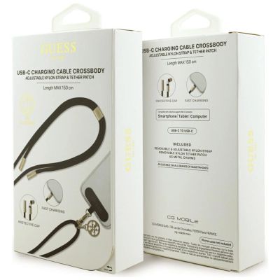 4. Guess CBDY 4G Charm USB-C / USB-C Kabel 150cm - Schwarz