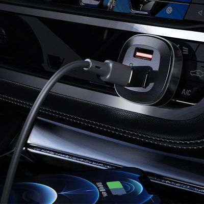 4. Acefast Autoladegerät 66W 2x USB Typ C / USB, PPS, Power Delivery, Quick Charge 4.0, AFC, FCP, SCP schwarz (B3 schwarz)