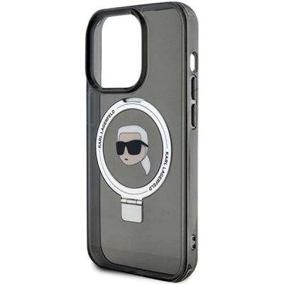 6. Karl Lagerfeld KLHMP15XHMRSKHK iPhone 15 Pro Max 6,7" schwarz/schwarz Hardcase Ring Stand Karl Head MagSafe