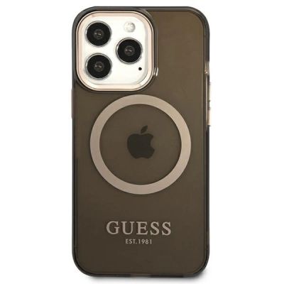3. Guess Gold Outline Translucent MagSafe Hülle für iPhone 13 Pro / iPhone 13 – Schwarz