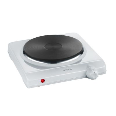3. SEVERIN Elektrische Einzelkochplatte, weiß emailliert, Thermostat, 1500 W, DK1091
