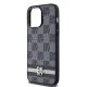 6. DKNY Lederhülle mit kariertem Monomuster und bedruckten Streifen für iPhone 14 Pro Max – Schwarz