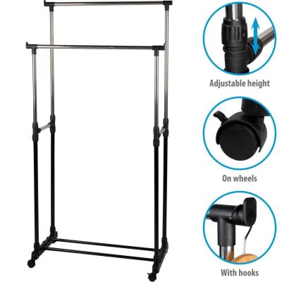 11. Kleiderbügel für Kleiderschrank/Ankleidezimmer 75x42x93-158cm ALPINA