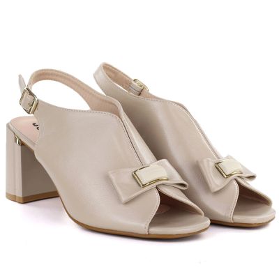 12. Beigefarbene Jezzi RMR25112-3 Sandalen mit Blockabsatz und Schleife für Damen